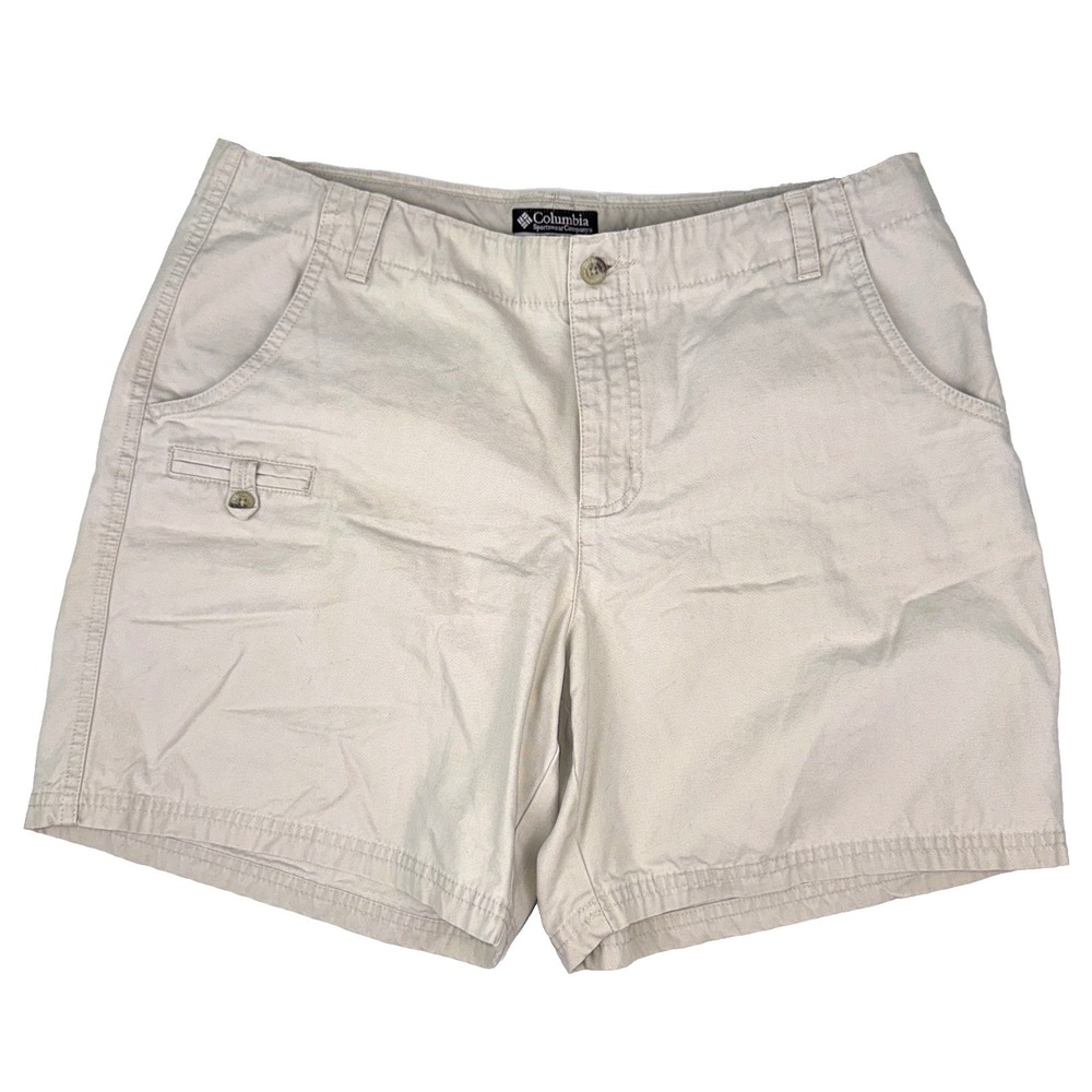 Vtg Columbia Sportswear Women's Khaki Cargo Shorts Sz 12 Golf Hike Fish Gorpcore